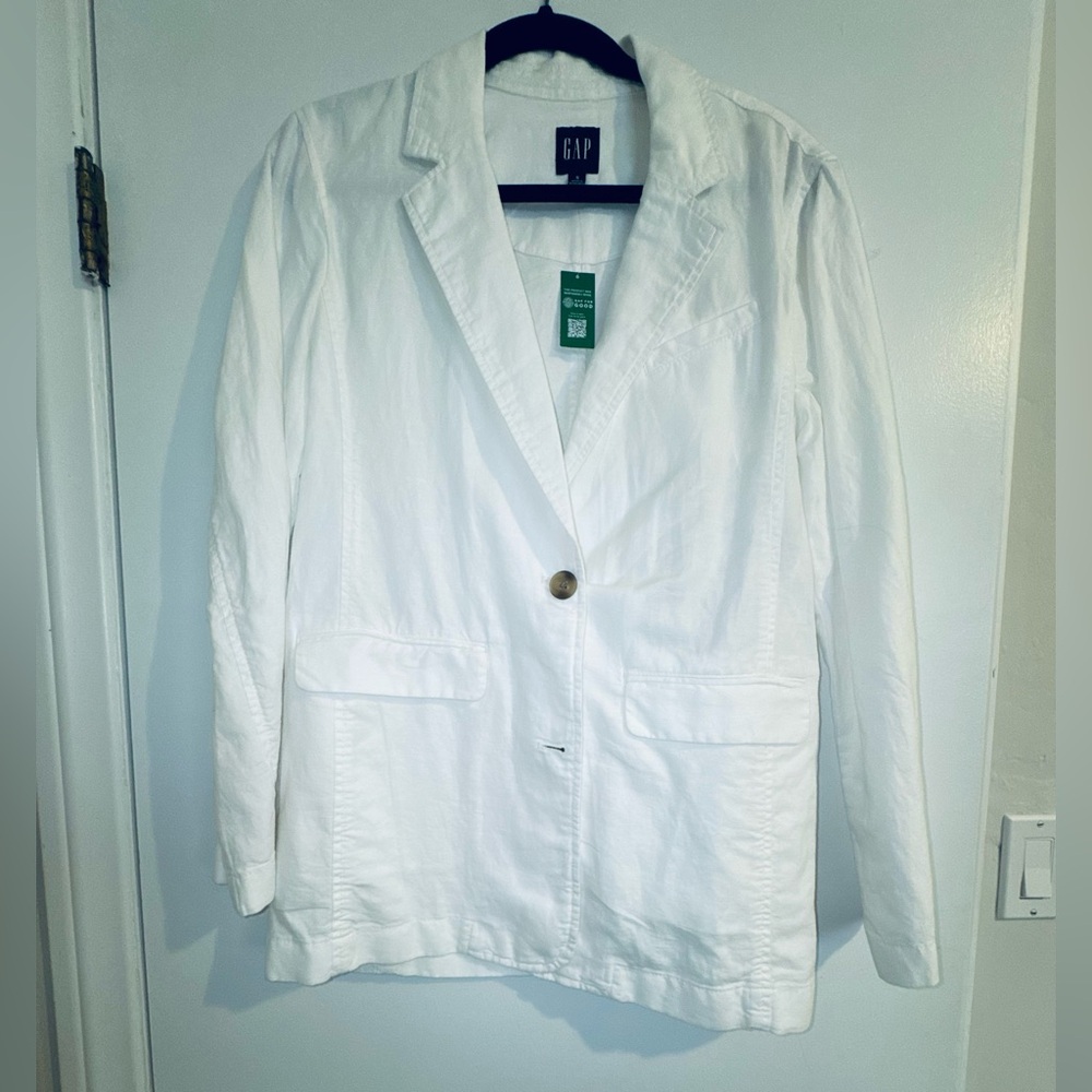 GAP White Linen Blazer Relaxed Fit Suit Jacket NWT